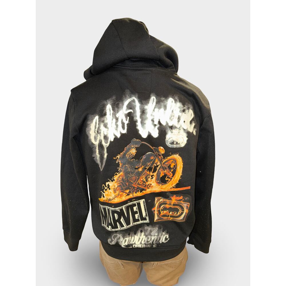 Ghost Rider Marvel x‎ Ecko Unlimited Graphic Hoodie Black Small